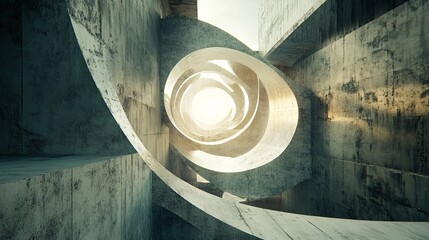 Wall Mural - this image features a dramatic spiral structure with concrete surfaces, providing an intriguing pers