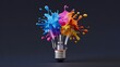 © Walid Forhad - Colorful Idea Explosion: A lightbulb bursts with vibrant paint splashes, symbolizing creativity, innovation, and the bright spark of a groundbreaking idea.