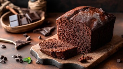 Wall Mural - chocolate brownies on wooden background.