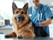 © Bold24 - photo of a dog being vaccinated on the back, vet clinic background