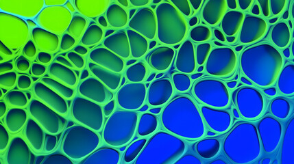 Wall Mural - 3d mesh netting in shades of neon blue and green, representing a high-tech abstract background