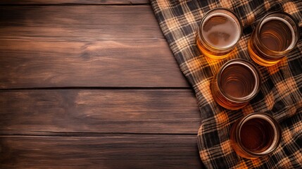 Canvas Print - glasses with beer on a wooden background.