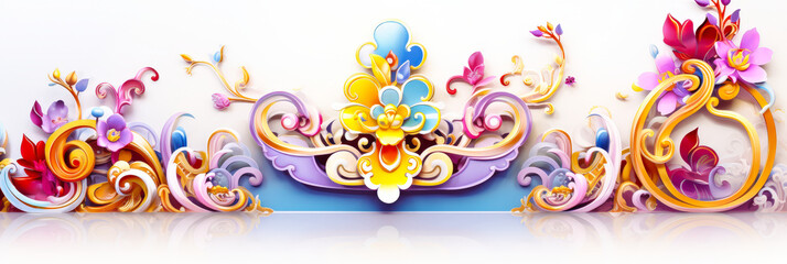 Poster - A vibrant floral design features intricate patterns with various colors, enhancing the aesthetic appeal against a white backdrop