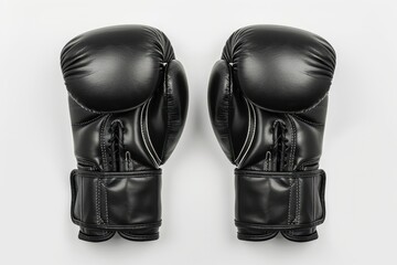 Wall Mural - Black boxing gloves against a white backdrop