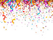 © MIRIAM - Colorful confetti and ribbons falling, celebrating a special occasion.