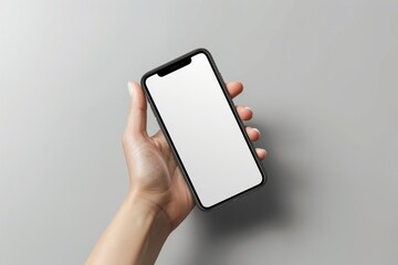 High quality mockup of white smartphone in athlete s hand for sport app ad