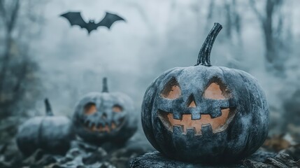 Creepy Jack-o-lantern and bats capture Halloween’s dark atmosphere