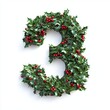 © Vera CHIS - Number 3 with holly leaves, realistic modern design, soft lighting, white backdrop