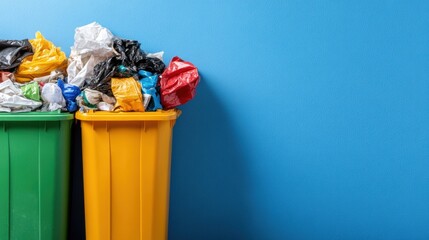 recycling bins filled with sorted waste, emphasizing the role of proper waste management in reducing