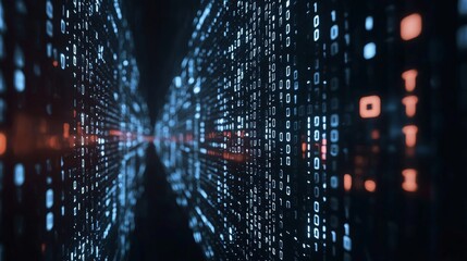 Abstract digital binary code in a futuristic environment
