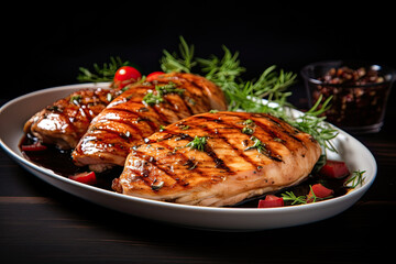 Marinated grilled healthy chicken breasts