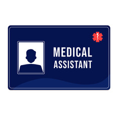 Wall Mural - Medical assistant badge with space for photo on white background