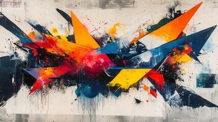 Abstract art made with graffiti spray, blending colors and shapes creatively