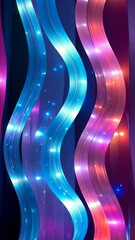 Wall Mural - Flowing colorful light trails create a mesmerizing display against a dark background