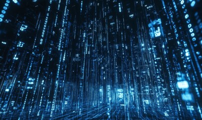 abstract image of binary computer codes in blue