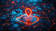 © Neon_Drop - A map with location pin icon on digital technology background. Gps tracking concept.
