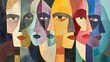 © Ziyan - Colorful cubist painting of abstract faces