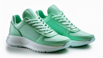 a pair of mint green sneakers, isolated on white