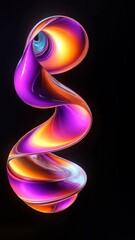 Wall Mural - Abstract shape rotating on black background