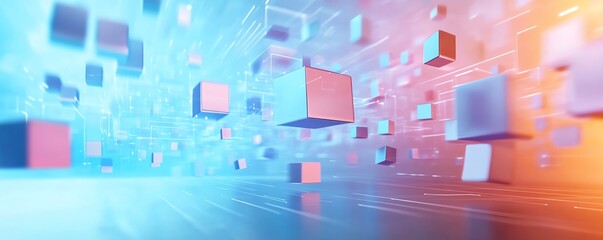Leinwandbilder - Stunning 3D rendering of digital document management in a virtual network environment, showcasing interconnected files and cloud storage solutions in a hightech setting