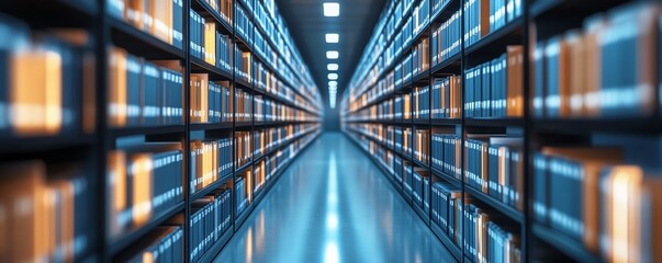 Leinwandbilder - Stunning 3D rendering of digital document management in a virtual network environment, showcasing interconnected files and cloud storage solutions in a hightech setting