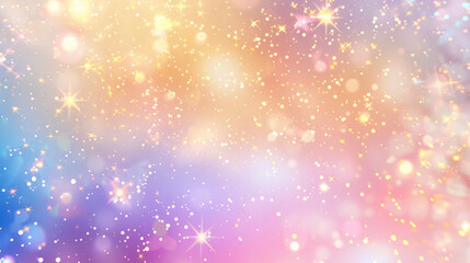 Wall Mural - glittering gradient background with a holographic effect and magical lights, featuring gold stars an
