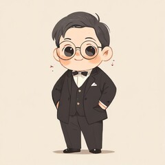 Sticker - Cute Cartoon Man in a Suit