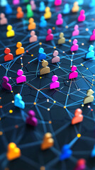 Aufkleber - Vibrant human avatars linking in a network, representing social media and online community
