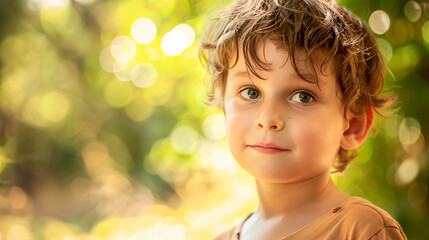 Wall Mural - Handsome child enjoying an outdoor summer portrait