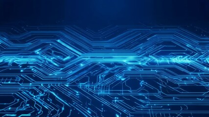 Wall Mural - seamless blue 4k virtual video overlay background looping animation circuit digital technology abstr