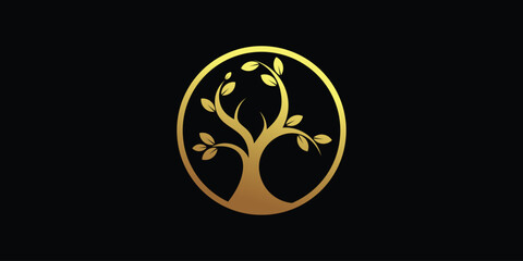 golden nature logo ,with premium concept.vector