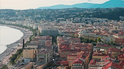 Wall Mural - Aerial view of coastline of Nice, France in the French Riviera