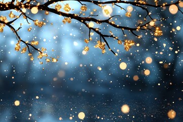 Wall Mural - Festive Winter Wonderland: Christmas Snowflakes Bokeh Background