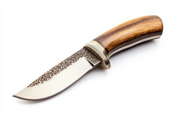 A knife with a wooden handle and a silver blade