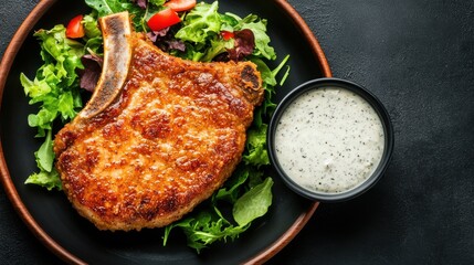 Wall Mural - Crispy Fried Pork Chop with Golden Crust