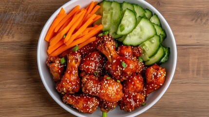 Wall Mural - Hot Fried Chicken Wings on a Serving Platter