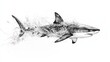 © Thirawat - Artistic representation of a shark fish beneath the waves, with detailed fins and body contours illustrated against a white background