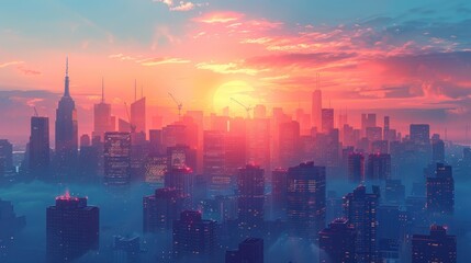 Wall Mural - Cityscape Sunset