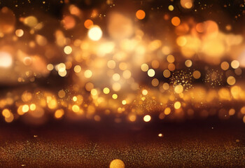 Canvas Print - abstract background with a golden glow and bokeh effect.