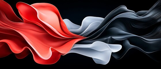 Wall Mural - dynamic flow of colors a captivating fusion of red black and white waves in abstract artistry