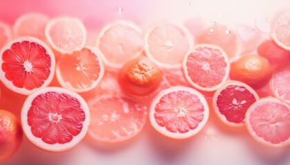 Wall Mural - Pink citrus fruit slices