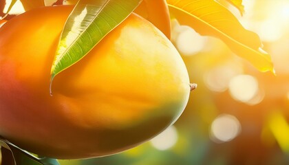 Wall Mural - Ripe mango on a tree