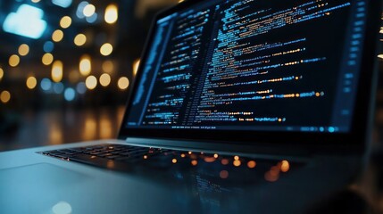 Laptop with code on the screen