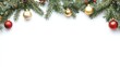 © Galaxyd - Festive Christmas decorations with ornaments and pine branches.