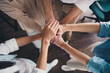 © deagreez - Close up cropped photo of confident cheerful people putting palms together motivation startup project indoors