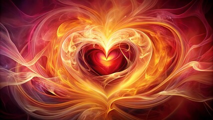 Wall Mural - a glowing heart nestled within swirling vibrant hues, an abstract depiction of passion and energy.