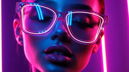 Wall Mural - liquid neon poster effect mockup video