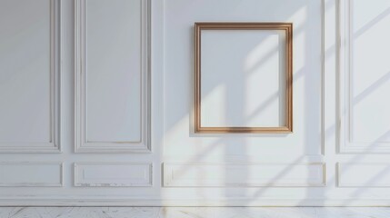 Interior design featuring an empty picture frame on a white wall