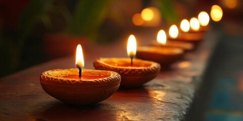 Sticker - A row of candles are lit up on a wall