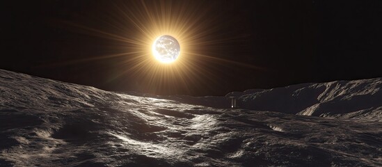 Lunar Landscape with Shining Sun